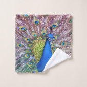 Peacock Bird Feathers Animal Bath Set Bad Handdoek (Wasdoekje)
