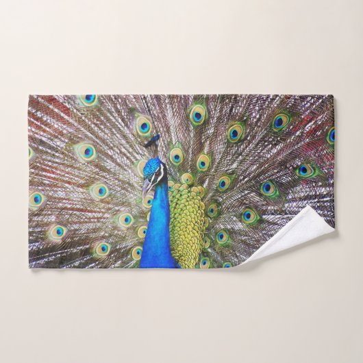 Peacock Bird Feathers Animal Bath Set Bad Handdoek (Handdoek)