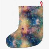 Peacock Bird Feathers Blauw Goud Kerstnaam Grote Kerstsok (Achterkant)