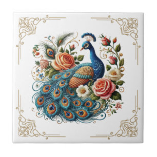  Peacock Bird Floral Art Keramische Tegels Tegeltje