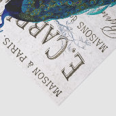 Peacock Bird French Script Ephemera Decoupage Tissuepapier (Detail)