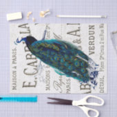 Peacock Bird French Script Ephemera Decoupage Tissuepapier (Craft)