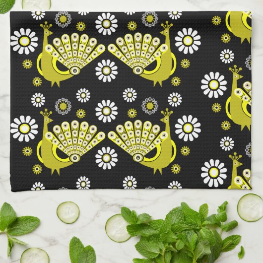 Peacock Bird Graphic Art Theedoek (Gevouwen)