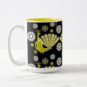 Peacock Bird Graphic Art Tweekleurige Koffiemok