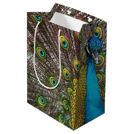 Peacock Bird te zien Medium Cadeauzakje (Achterkant Gekanteld)