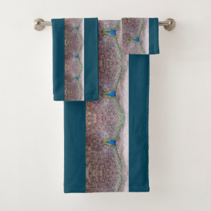 Peacock Bird Wildlife Feathers Blauwgroen Bath Tow Bad Handdoek