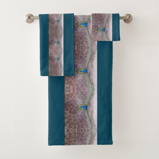 Peacock Bird Wildlife Feathers Blauwgroen Bath Tow Bad Handdoek (Insitu)