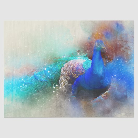 Peacock Birds Waterverf Wall Art ontkoppeling Tissuepapier (Voorkant)
