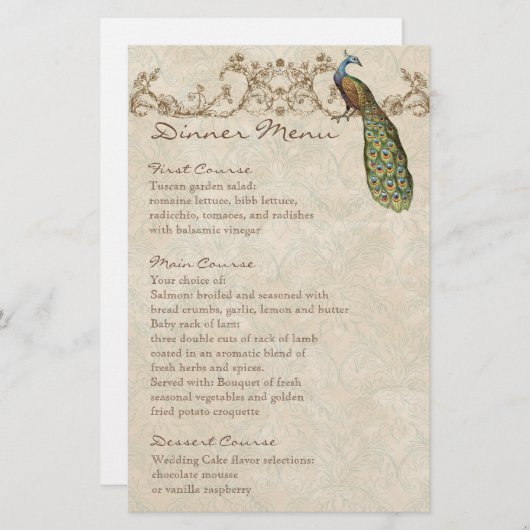 Peacock Black, menublad (Voorkant / Achterkant)