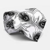 Peacock Black White Mannen Necktie Stropdas (Opgerold)