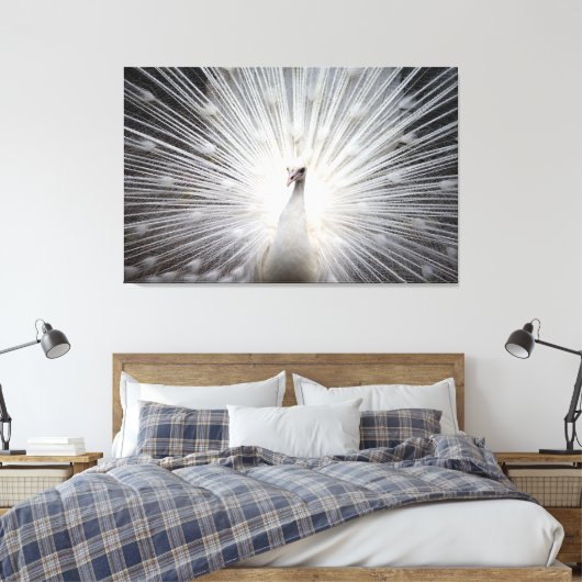 Peacock blanc sur toile enveloppée Premium (Gloss) (Insitu(Chambre))