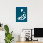Peacock blanc sur Turquoise Bold Design Art déco é (Bureau à domicile)