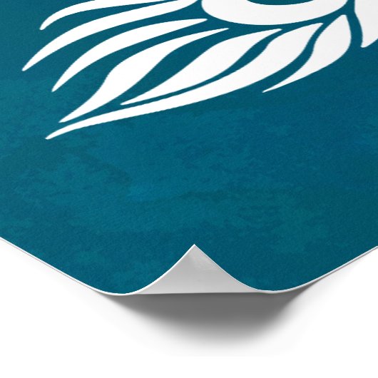 Peacock blanc sur Turquoise Bold Design Art déco é (Coin)