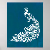 Peacock blanc sur Turquoise Bold Design Art déco é (Devant)