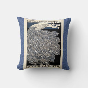 Peacock  Blauw Art Nouveau Art Kussen