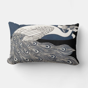 Peacock  Blauw Art Nouveau Art Kussen