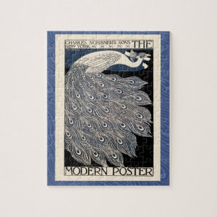 Peacock  Blauw Art Nouveau Art Legpuzzel