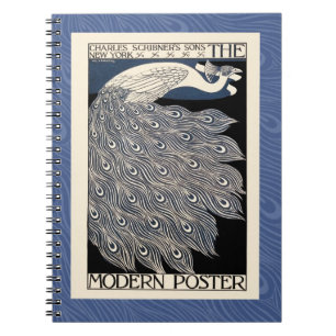 Peacock  Blauw Art Nouveau Art Notitieboek