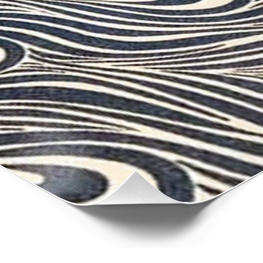 Peacock Blauw Art Nouveau Art Perfect Poster (Hoek)