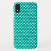 Peacock blauw, enamel look, bestudeerd raster Case-Mate iPhone case (Achterkant)