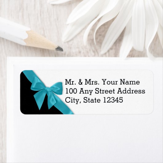 Peacock Blauw Lint Boog Etiket (Insitu)