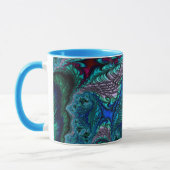 PEACOCK blauwe groene fractal ~ Mok (Links)