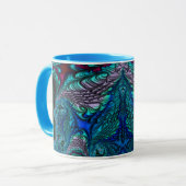 PEACOCK blauwe groene fractal ~ Mok (Voorkant links)