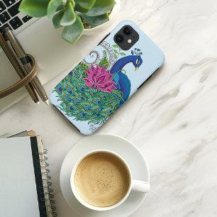 Peacock Blauwe Lotus Bloem Henna iPhone 11 Hoesje