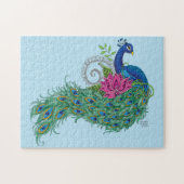 Peacock Blauwe Lotus Bloem Henna Legpuzzel (Horizontaal)