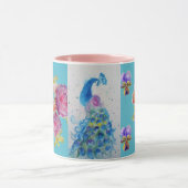 Peacock bleu aquarelle peinture Aqua Rose Mug (Centre)