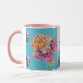 Peacock bleu aquarelle peinture Aqua Rose Mug (Gauche)