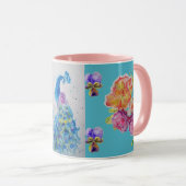 Peacock bleu aquarelle peinture Aqua Rose Mug (Devant droit)
