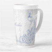 Peacock bleu clair Latte Mug personnalisé (Angle droit)