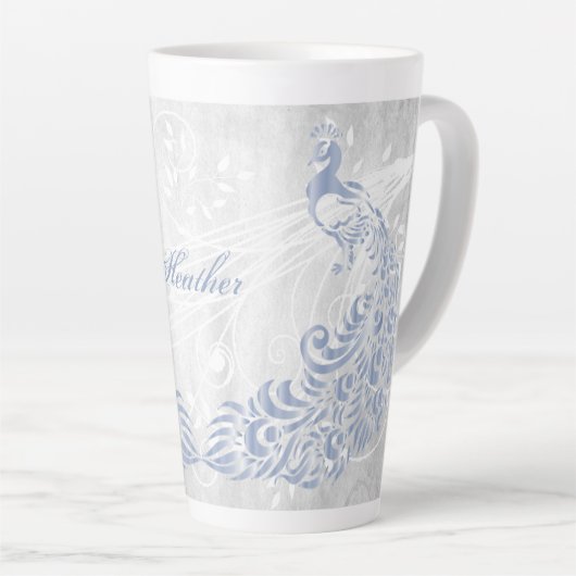 Peacock bleu clair Latte Mug personnalisé (Angle droit)