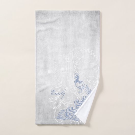 Peacock bleu clair Serviettes de bain personnalisé (Serviette à main)