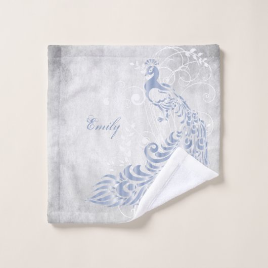 Peacock bleu clair Serviettes de bain personnalisé (Gant de toilette)