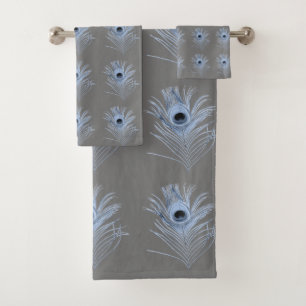 PEACOCK BLEU GRAY PARAÎT DES SERVIETTES DE SALLE