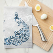 Peacock bleu Serviette de cuisine personnalisée (Quart Plié)
