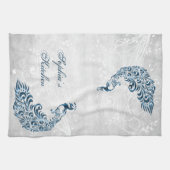 Peacock bleu Serviette de cuisine personnalisée (Horizontal)