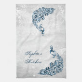 Peacock bleu Serviette de cuisine personnalisée (Vertical)