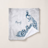 Peacock bleu Serviettes de bain personnalisées (Gant de toilette)