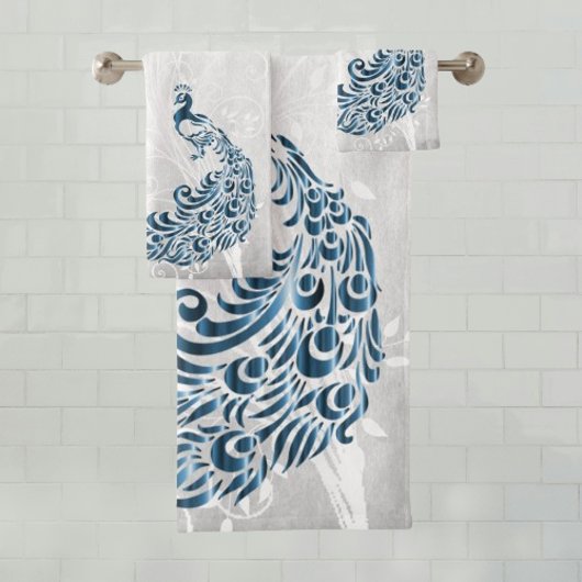 Peacock bleu Serviettes de bain personnalisées