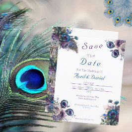 Peacock Bloemen Thema Save The Date Uitnodiging