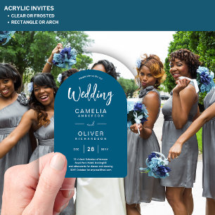 Peacock Blue Arch Acryl Wedding nodigt uit tot mod Uitnodigingen