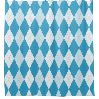 Peacock Blue Argyle Diamond Shape Douchegordijn