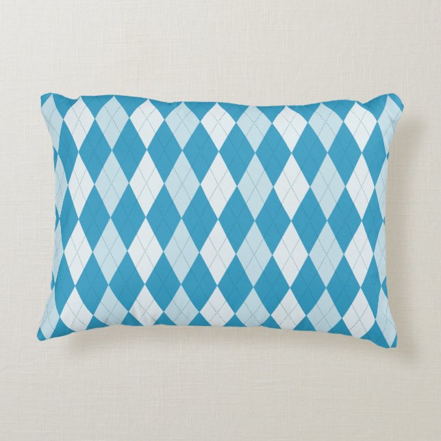Peacock Blue Argyle Small Diamond Shape Accent Kussen (Achterkant)