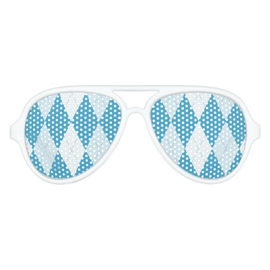 Peacock Blue Argyle Small Diamond Shape Aviator Zonnebril (Voorkant)