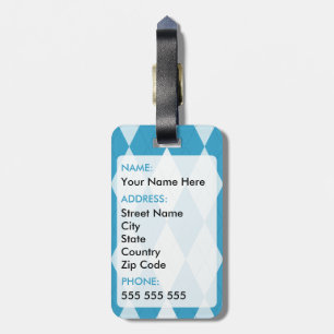 Peacock Blue Argyle Small Diamond Shape Bagagelabel