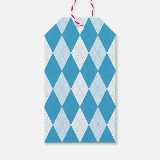 Peacock Blue Argyle Small Diamond Shape Cadeaulabel (Voorkant)