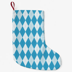 Peacock Blue Argyle Small Diamond Shape Kleine Kerstsok